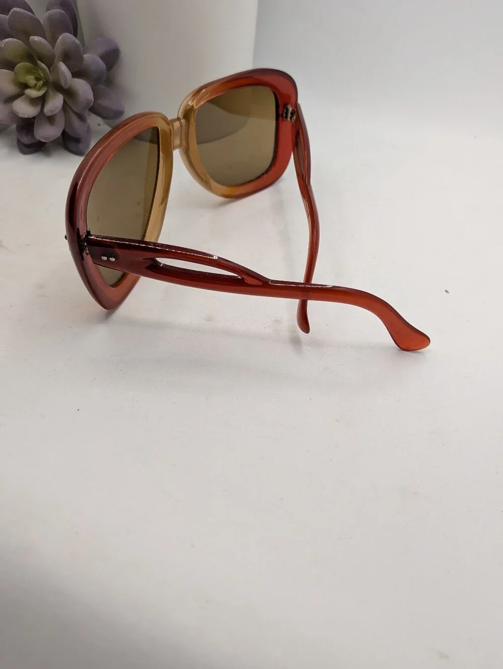 ​Vintage 1970s Tura France Oversized Butterfly Sunglasses Brown Ombre Cutout